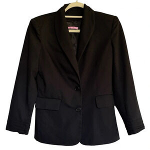 Alice & Olivia Black Shawl Collar Blazer Ruched Sleeve Cuffs Size Medium